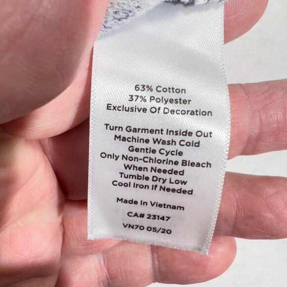 T by Talbots Sweater Womans Extra Small XS Boat Neck Blue Grey "Textured" Stripe - Picture 5 of 13